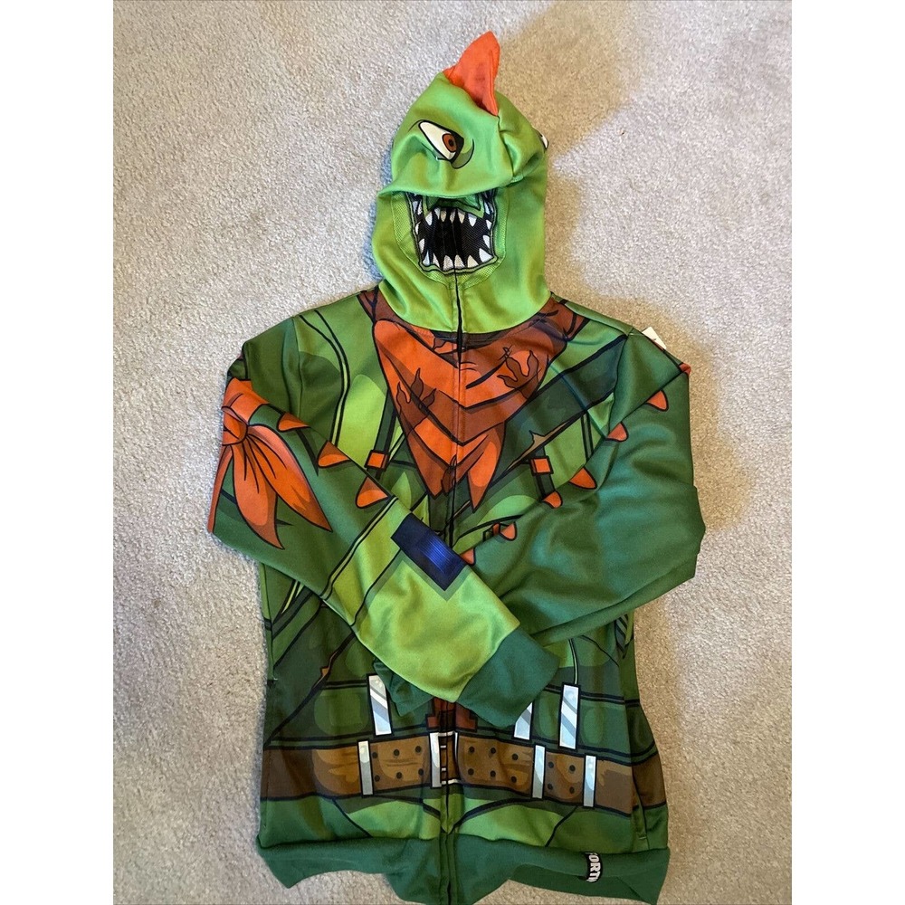 Fortnite Rex Cosplay Boys Hoodie Full Zip Jacket with Mesh Face Large 18/20